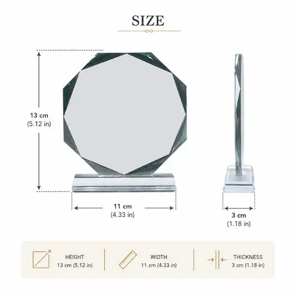 Personalized Octagon Crystal Plaque with Beveled Edges