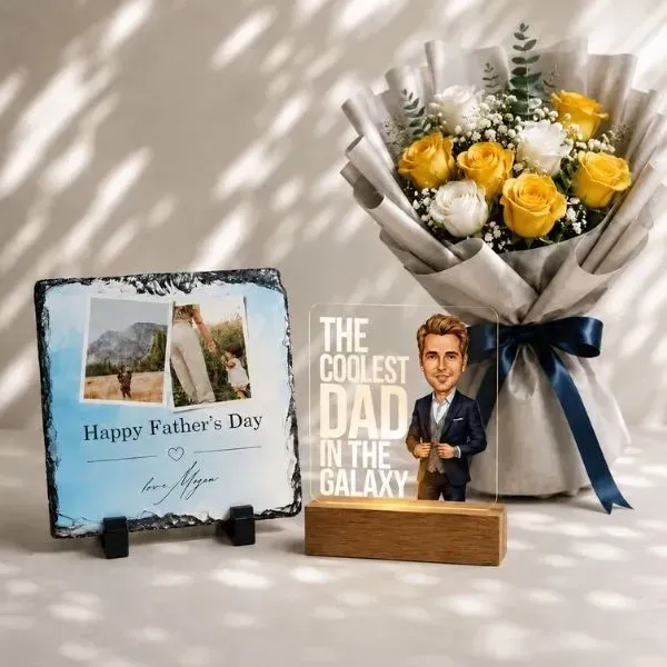 Personalized Rock Slate Gift Bundle for Dad Personalized Rock Slate Gift Bundle for Dad