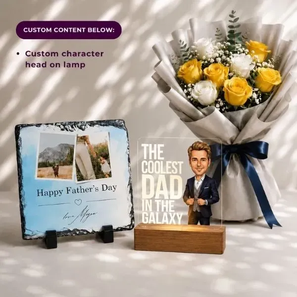 Personalized Rock Slate Gift Bundle for Dad (2) Personalized Rock Slate Gift Bundle for Dad
