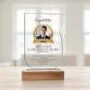 Personalized Vertical Glass Plaque with Wooden Base