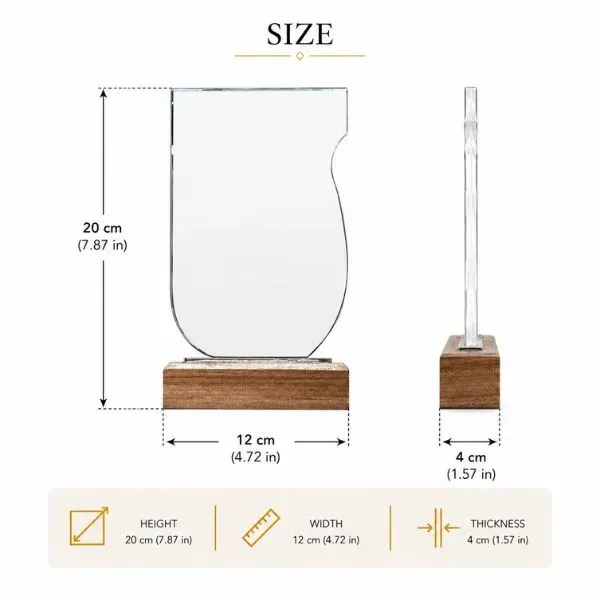 Personalized Vertical Glass Plaque with Wooden Base