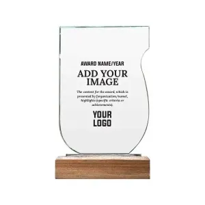 Personalized Vertical Glass Plaque with Wooden Base