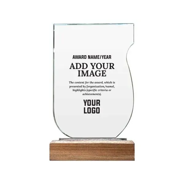 Personalized Vertical Glass Plaque with Wooden Base
