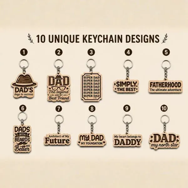 Wooden Car Keychain Gift for Dad (2) Wooden Car Keychain Gift for Dad