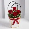 Classic Red Roses in Elegant White & Gold Gift Bag 1 Classic Red Roses in Elegant White & Gold Gift Bag