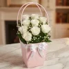 Elegance in Pink Flower Bag with White Roses 1 Elegance in Pink Flower Bag with White Roses