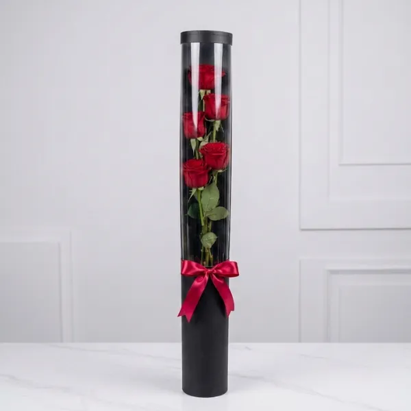 Five Stem Rose Display Cylinder Collection - Flowers gift from ZAYOSHE in Maleha Street, Sharjah, UAE - image 4