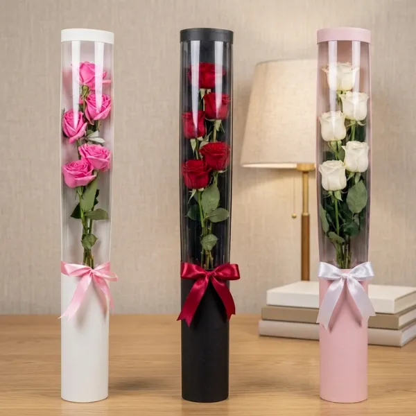 Five Stem Rose Display Cylinder Collection in Sharjah