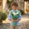 Fresh White Rose Bouquet – Elegant Hand-Tied Green Wrapped Flowers 2 Fresh White Rose Bouquet