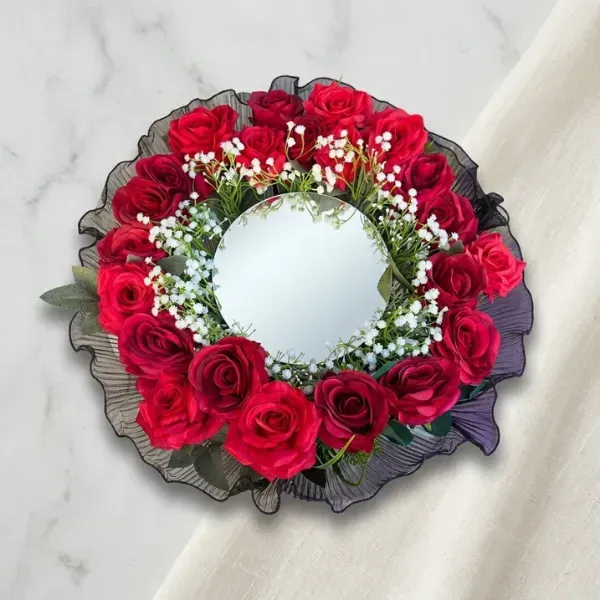 Luxury Red Rose Mirror Bouquet Tray 1 Luxury Red Rose Mirror Bouquet Tray
