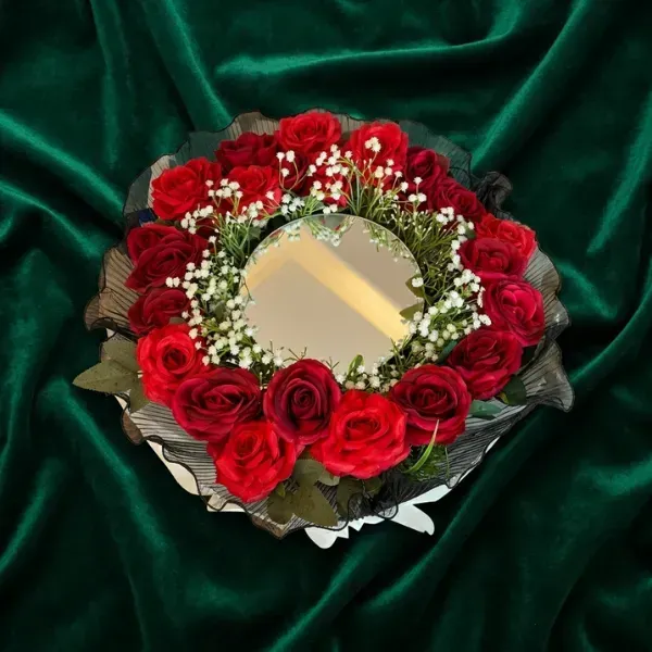 Luxury Red Rose Mirror Bouquet Tray 4 Luxury Red Rose Mirror Bouquet Tray