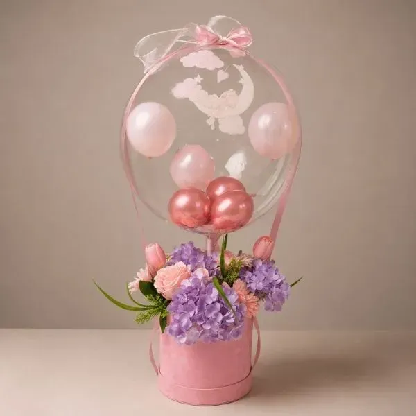 Personalized Welcome Baby Girl Flower Balloon
