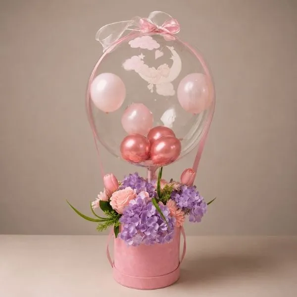 Personalized Welcome Baby Girl Flower Balloon - Balloons gift from ZAYOSHE in Maleha Street, Sharjah, UAE - image 2
