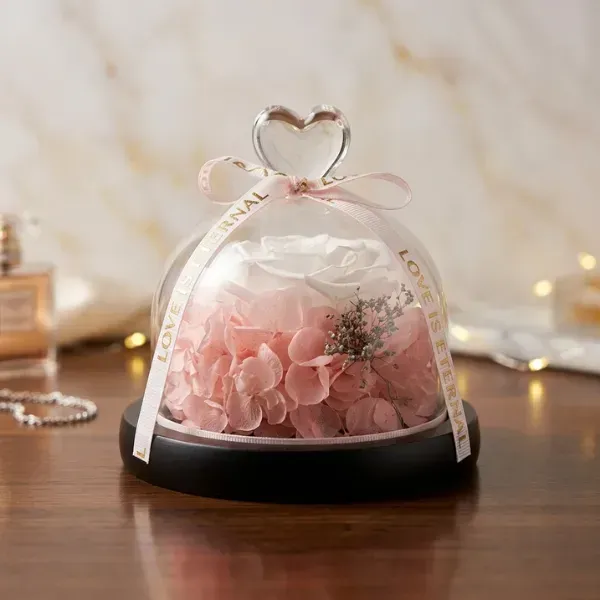 Preserved Rose in Glass Dome with LED Lights 1 Preserved Rose in Glass Dome with LED Lights