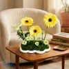 Sunshine Yellow Gerbera & Moss Cloud Ceramic Flower Arrangement 2 Golden Sunshine Gerbera Flower Arrangement