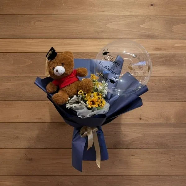 Customized Graduation Bouquet with Teddy - Flowers gift from ZAYOSHE in Maleha Street, Sharjah, UAE - image 3