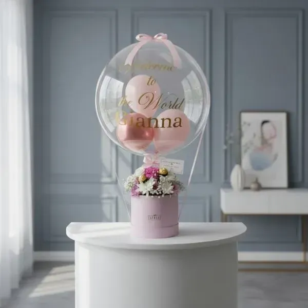 Luxury Welcome Baby Girl Bobo Balloon (2) Luxury Welcome Baby Girl Bobo Balloon