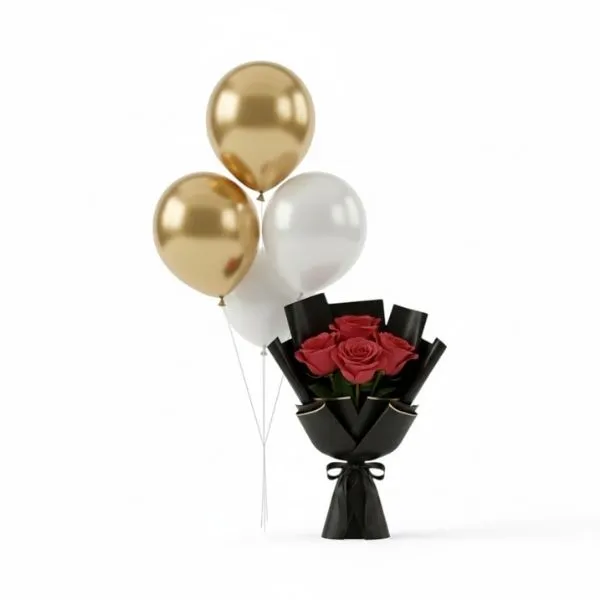 Mini Roses Bouquet with Balloons - Balloons gift from ZAYOSHE in Maleha Street, Sharjah, UAE - image 3