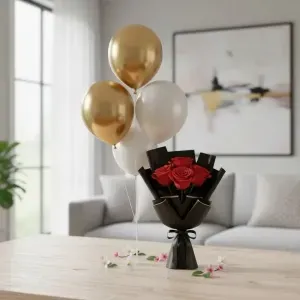 Mini Roses Bouquet with Balloons