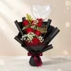 black bouquet 2 Red Roses & Heart Balloon Anniversary Bouquet