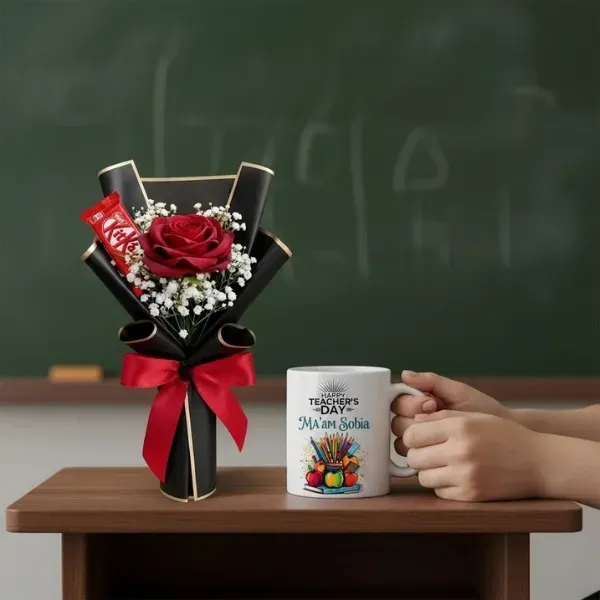 flowern+mug4 Personalized Happy Teachers’ Day Rose & Mug Gift Set