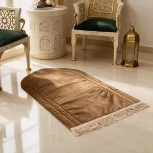 Caramel prayer mat 1 Caramel Velvet Cushioned Prayer Mat