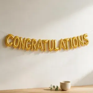 Congratulations Gold Foil Balloon Banner