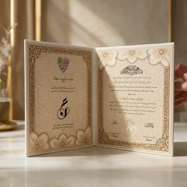 Elegant Islamic Wedding Certificate5 Personalized Nikah Nama – Elegant Islamic Wedding Certificate