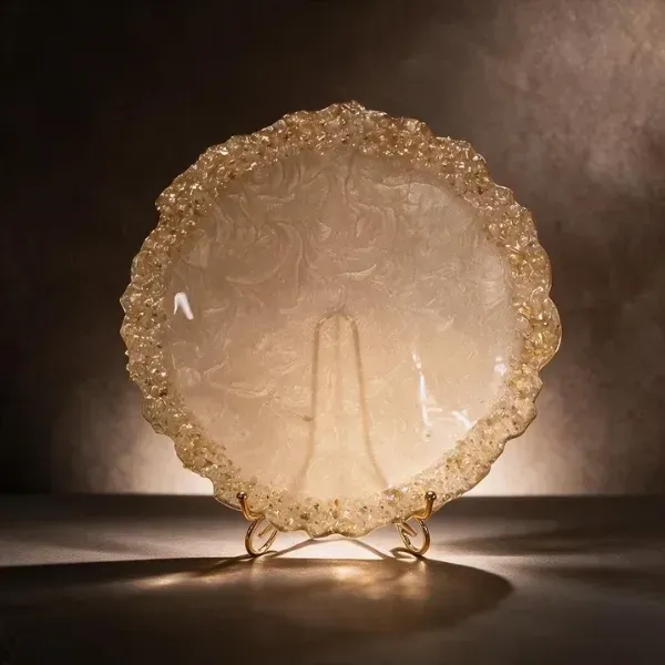 Gold Resin Decorative Plate with Stand1 Gold Resin Decorative Plate with Stand