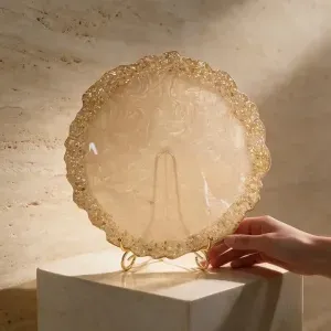 Gold Resin Decorative Plate with Stand