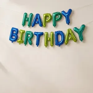 Happy Birthday Foil Balloon Banner – Jewel Tones