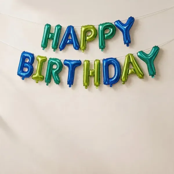 Happy Birthday Foil Balloon Banner – Jewel Tones